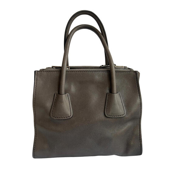 Prada Two-Way City Double Zip Tote Bag Gray Suede&Calf Leather Detachable Strap - Picture 2 of 16